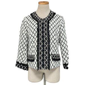 Alberto Makali Jacket NWT Knit Coat Beads Tulle Wool Black Gray Size Small S